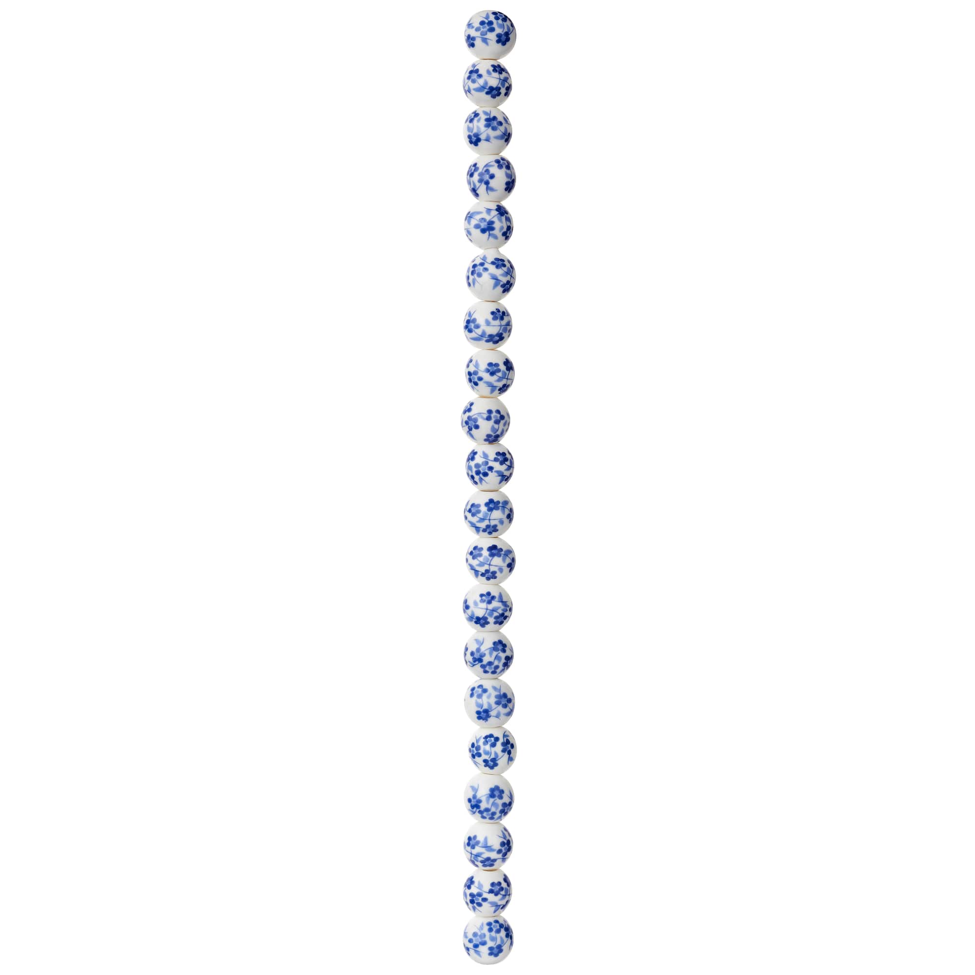 Blue Daisy Ceramic Round Beads, 8mm by Bead Landing™